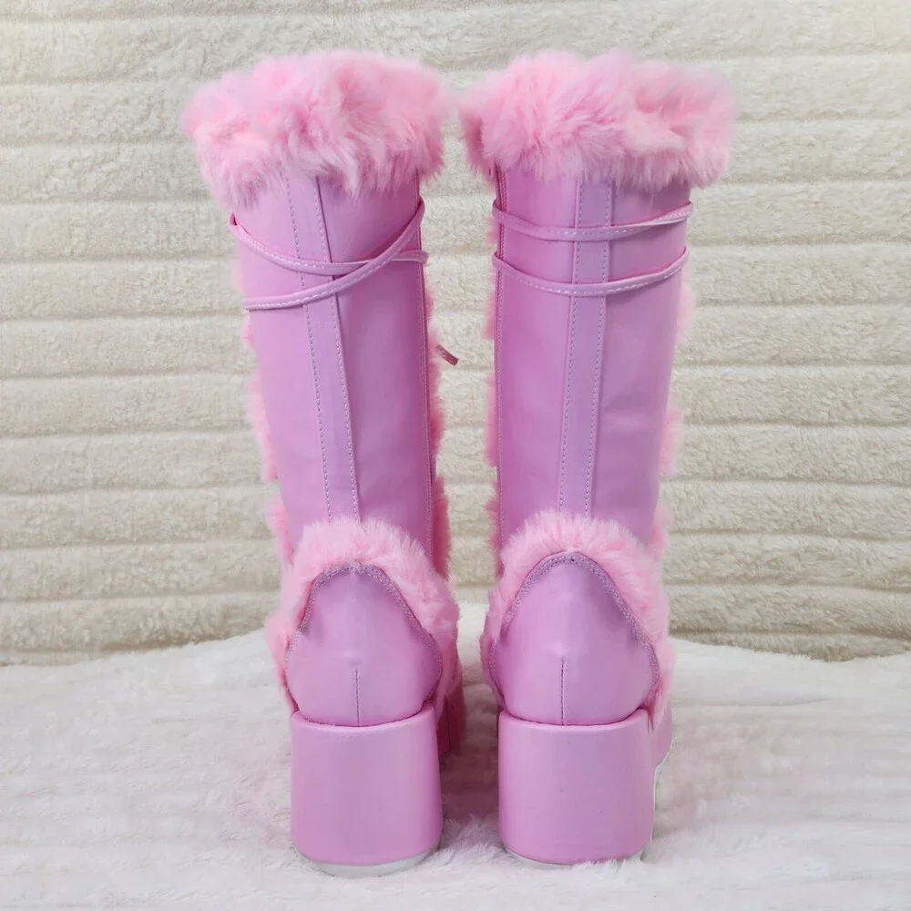 NIB DEMONIA Cubby 311 Stomper Baby Pink Platform Pastel Goth Punk Knee Boots NY - Picture 6 of 9